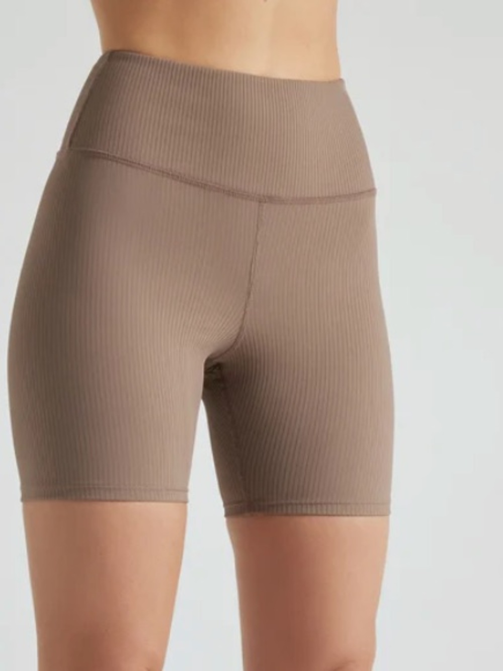 RYKA Ribbed Tan High Waisted  Bike Shorts L NWOT